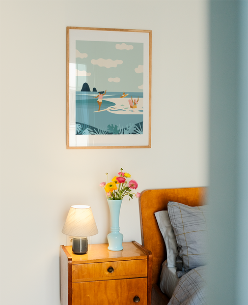 Babes and Waves - Art Print