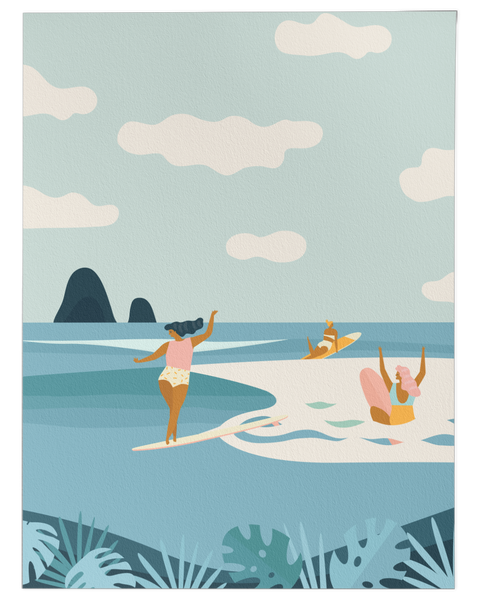 Babes and Waves - Art Print