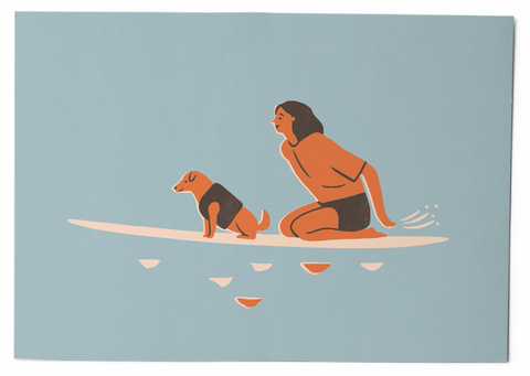 Hang ten with your furry friend - Card