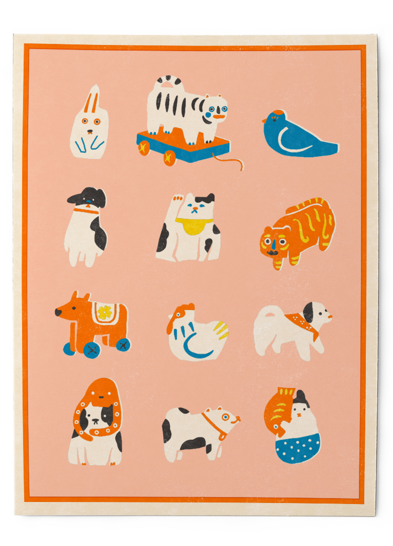 Japanese folk toys Art Print