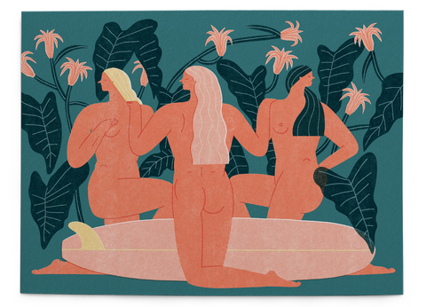 Sisters in log - Art Print