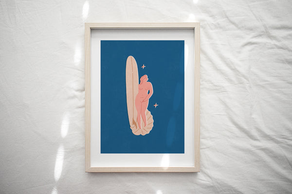 Born from a wave in blue - Art Print